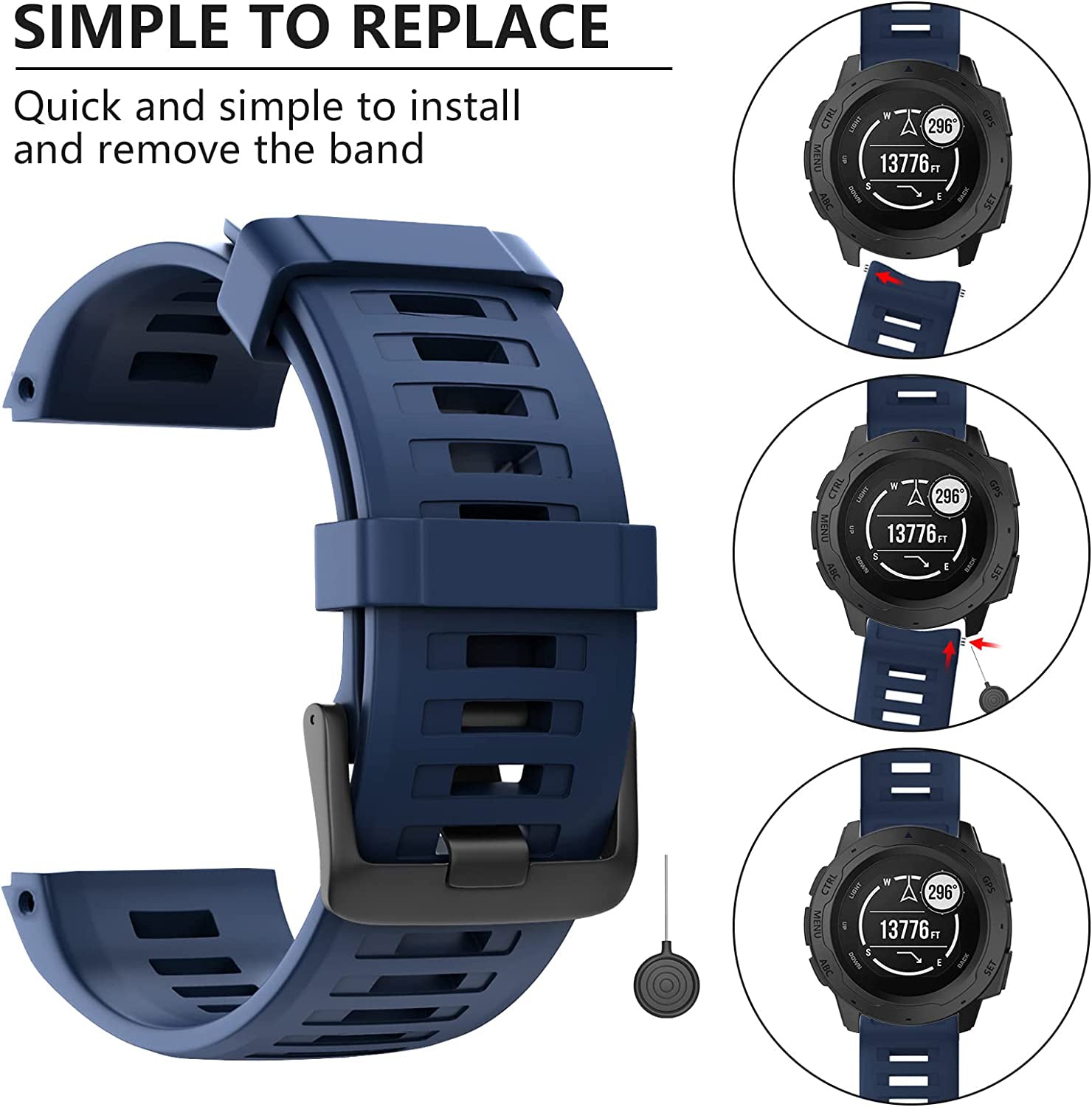 Zitel Band for Garmin Instinct 2 Solar / Instinct / Esports / Tide / Tactical GPS Straps - Blue