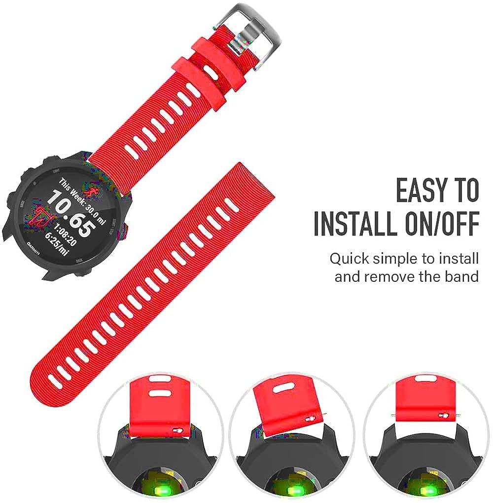 Zitel Bands for Garmin Forerunner 165/245/645, 55/158, Vivoactive 6/5/3/3S, Venu Sq/Sq 2, Venu 2 Plus, 20mm - Spanish Red