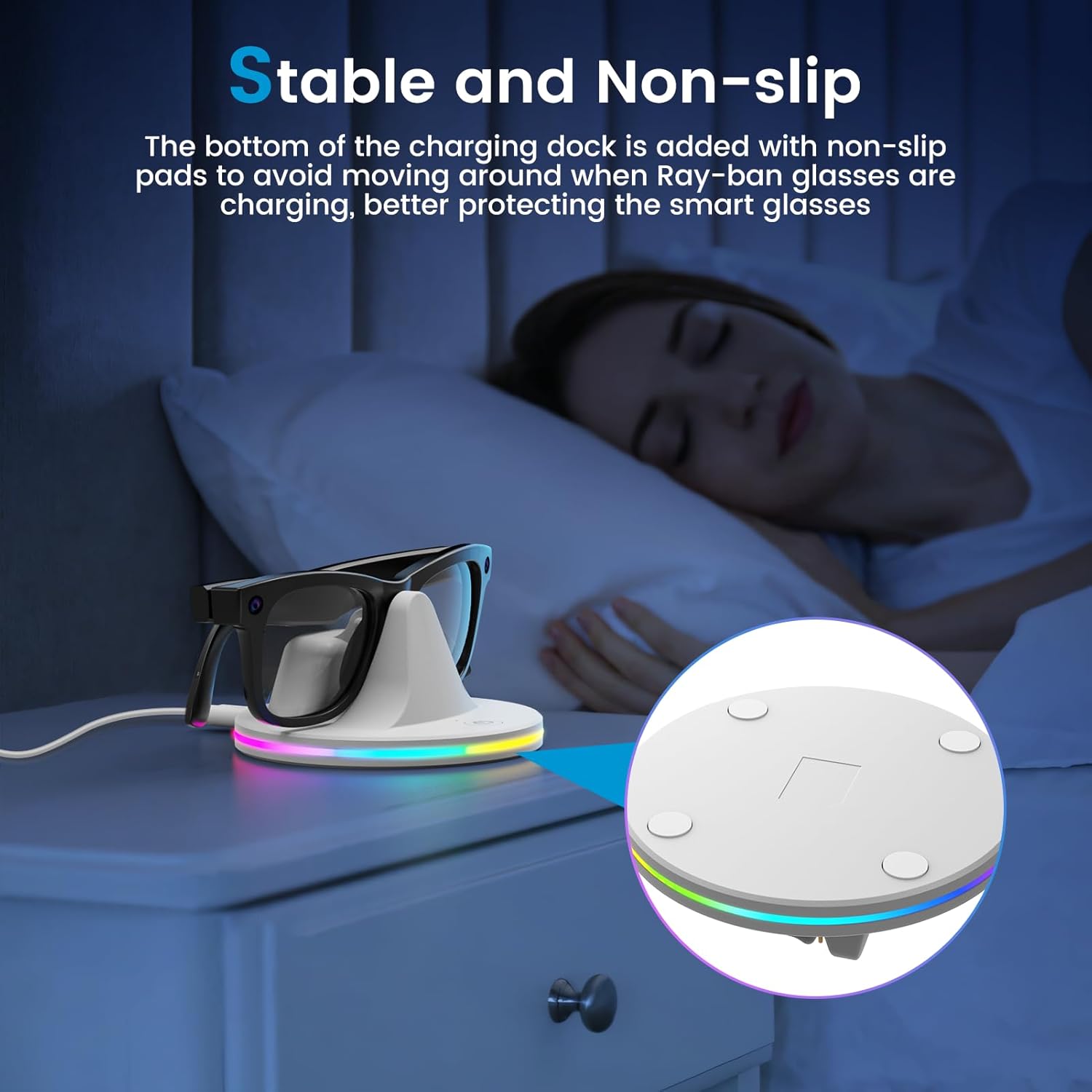 Zitel Charging Dock for Meta Glasses Ray-Ban: Wayfarer, Skyler, Headliner & Oakley HSTN