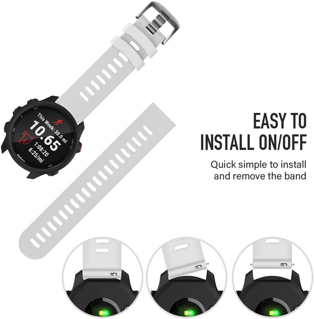 Zitel Bands for Garmin Forerunner 165/245/645, 55/158, Vivoactive 6/5/3/3S, Venu Sq/Sq 2, Venu 2 Plus, 20mm - White