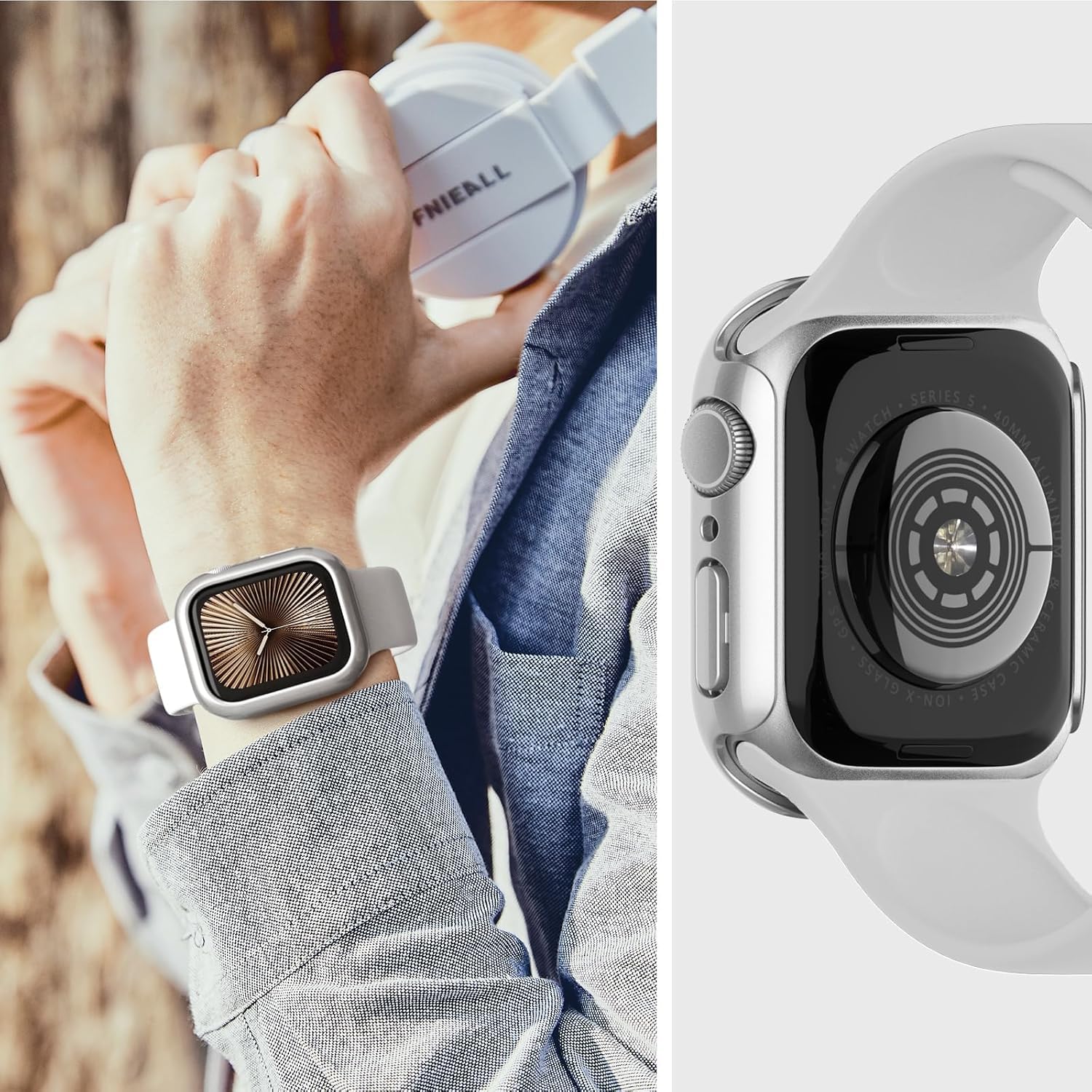 Zitel Case for Apple Watch 46mm Series 11/10 with Built-in Screen Protector - Silver