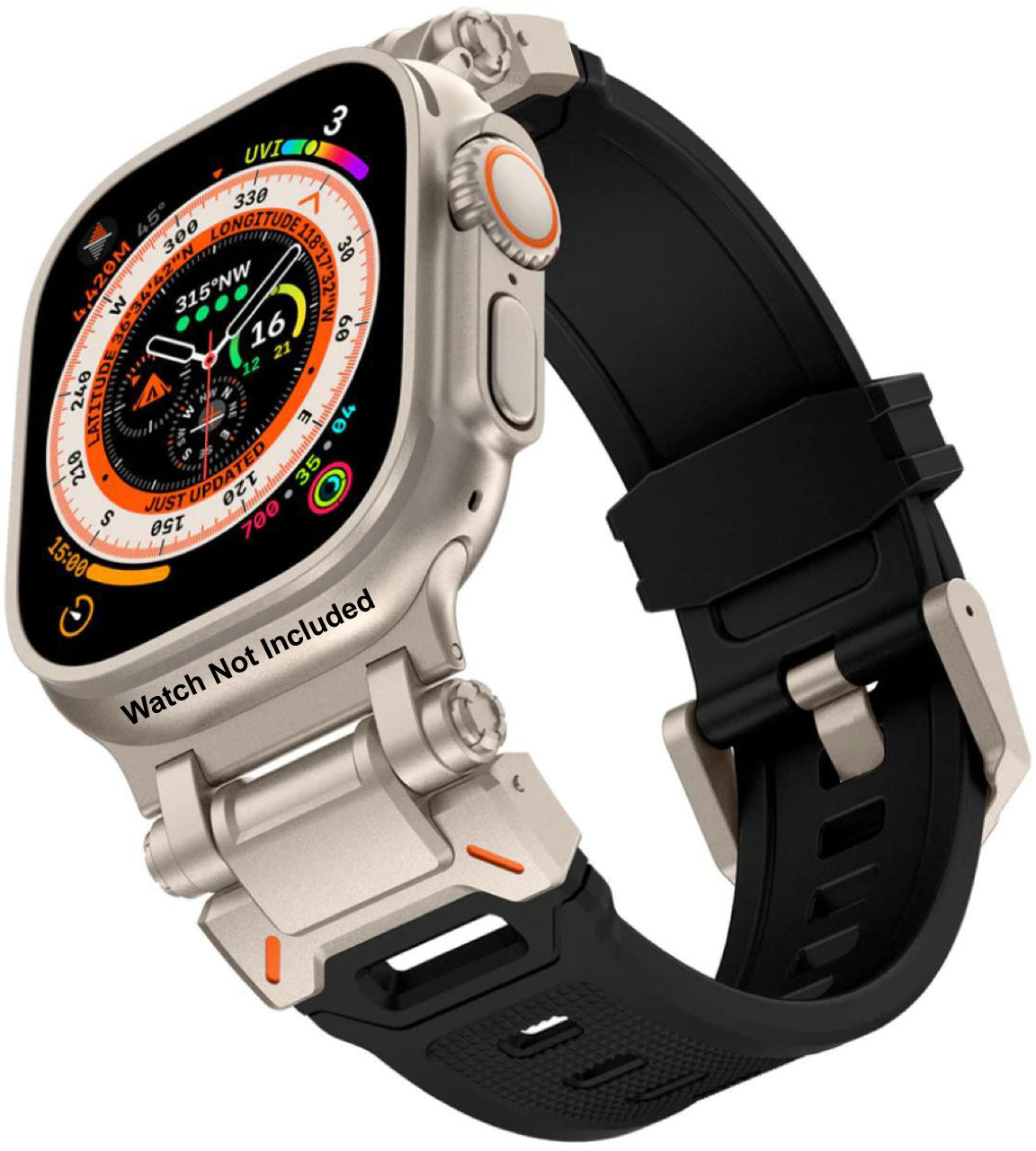 Zitel Band for Apple Watch Ultra Ultra 49/46/45/44mm Metal Connector Sport Strap Black