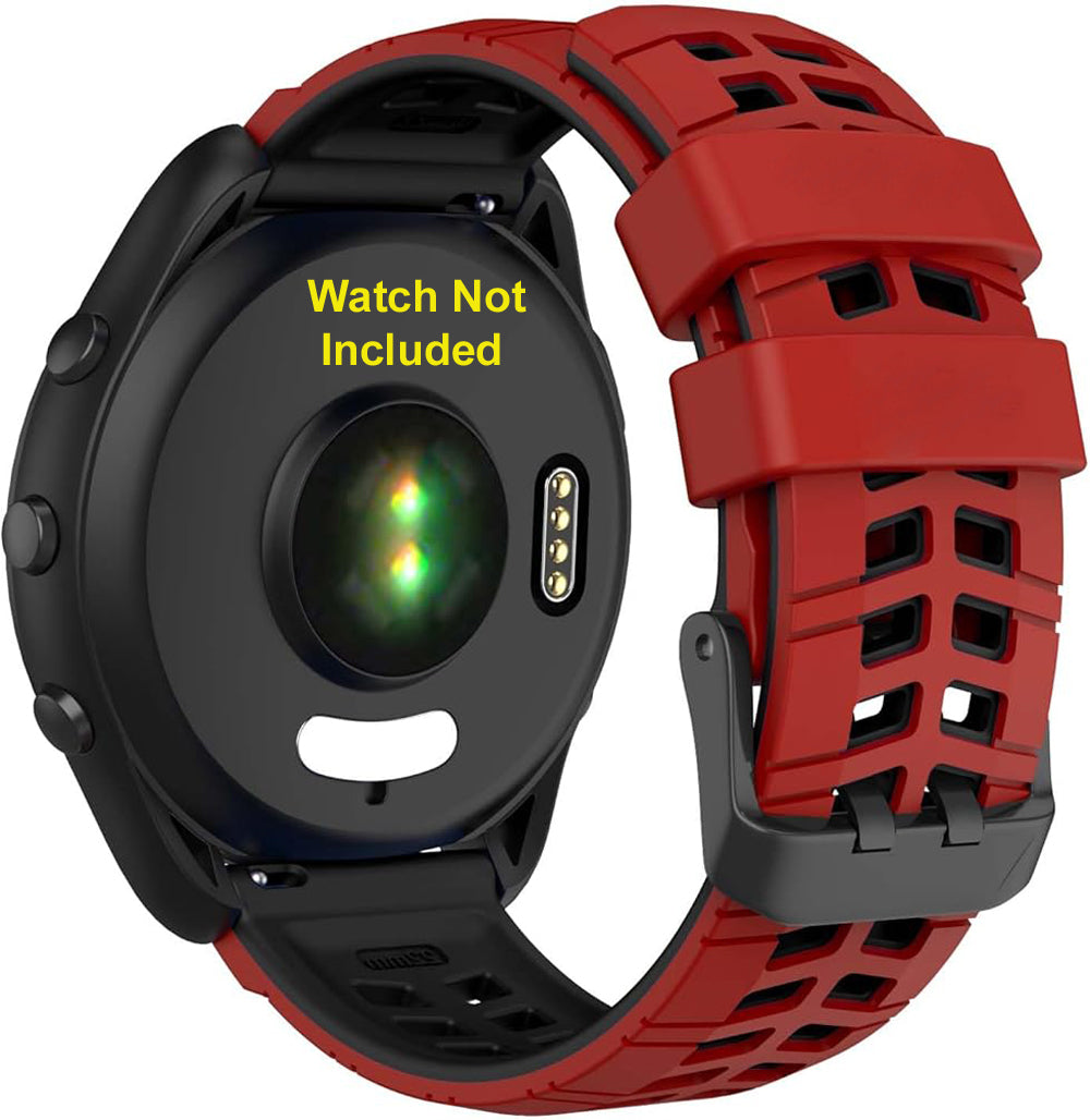 Zitel Band for Garmin Forerunner 265 / 255, Vivoactive 4 45mm, Venu 2 45mm. Venu 3, 22mm Strap - Red/Black