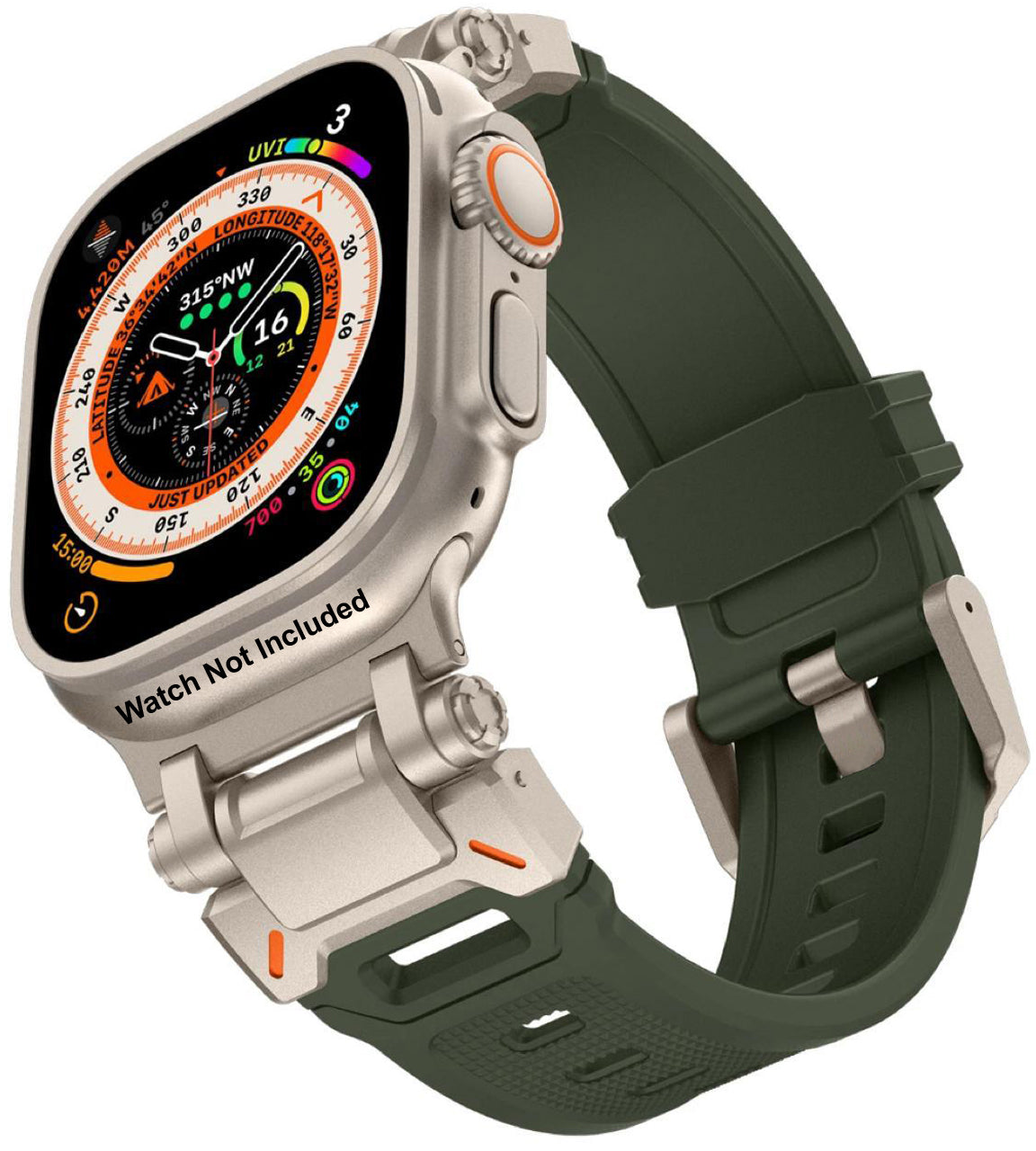 Zitel Band for Apple Watch Ultra Ultra 49/46/45/44mm Metal Connector Sport Strap Army Green