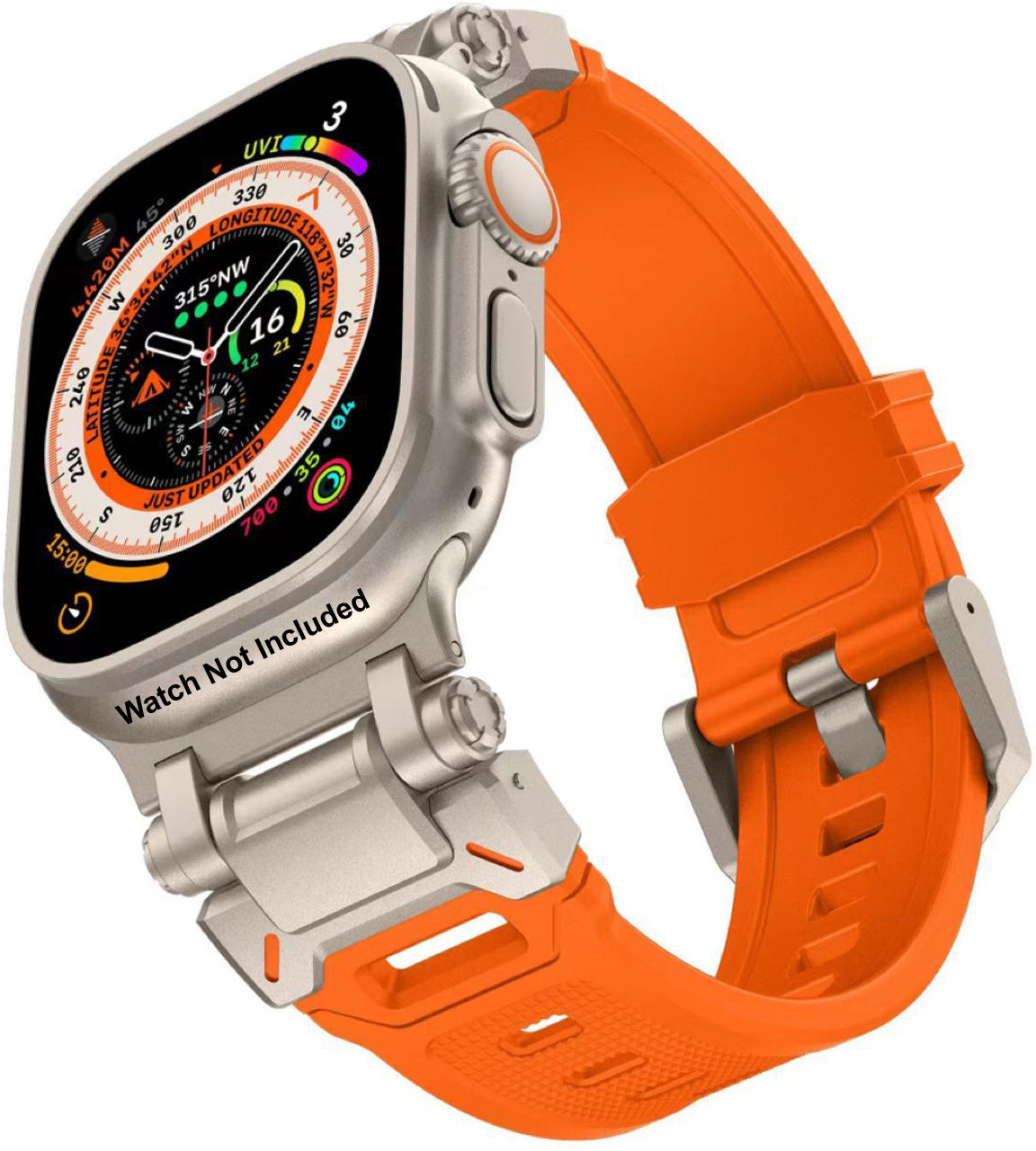 Zitel Band for Apple Watch Ultra Ultra 49/46/45/44mm Metal Connector Sport Strap Orange
