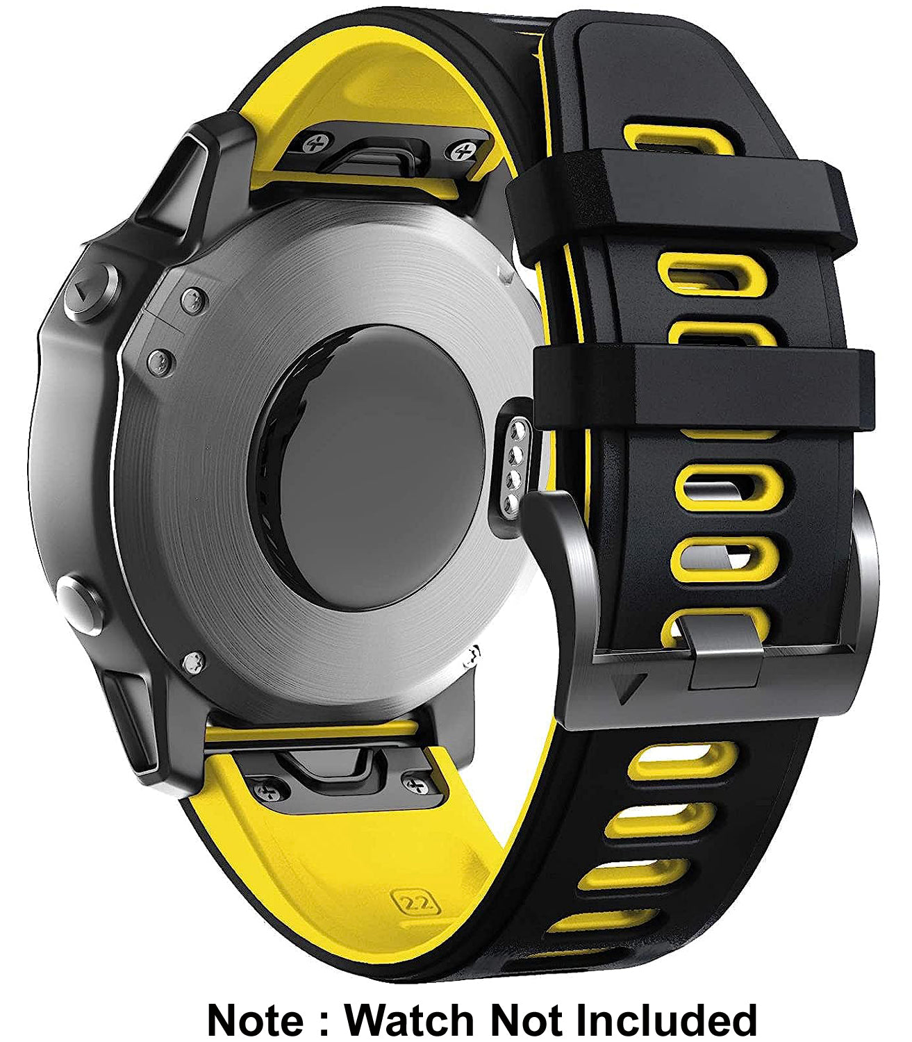 Zitel Band for Garmin Fenix 8 47mm, 7/7 Pro, 6/6 Pro, 5/5 Plus, Epix Pro/Gen 2 47mm, Forerunner 965/955/945/935, 22mm Straps - Black/Yellow