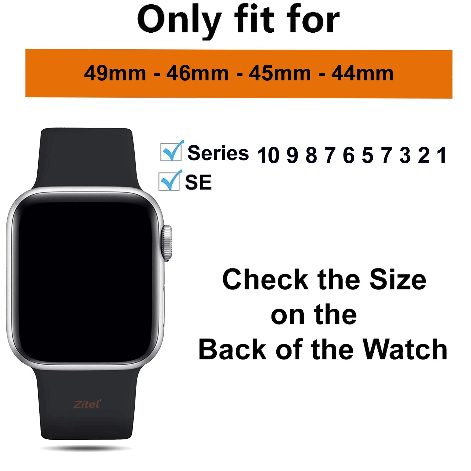 Zitel Metal Bands for Apple Watch Straps Ultra 2 / Ultra 49mm 46mm 45mm 44mm, Series 10 9 8 7 6 5 4 3 2 1 SE - Black
