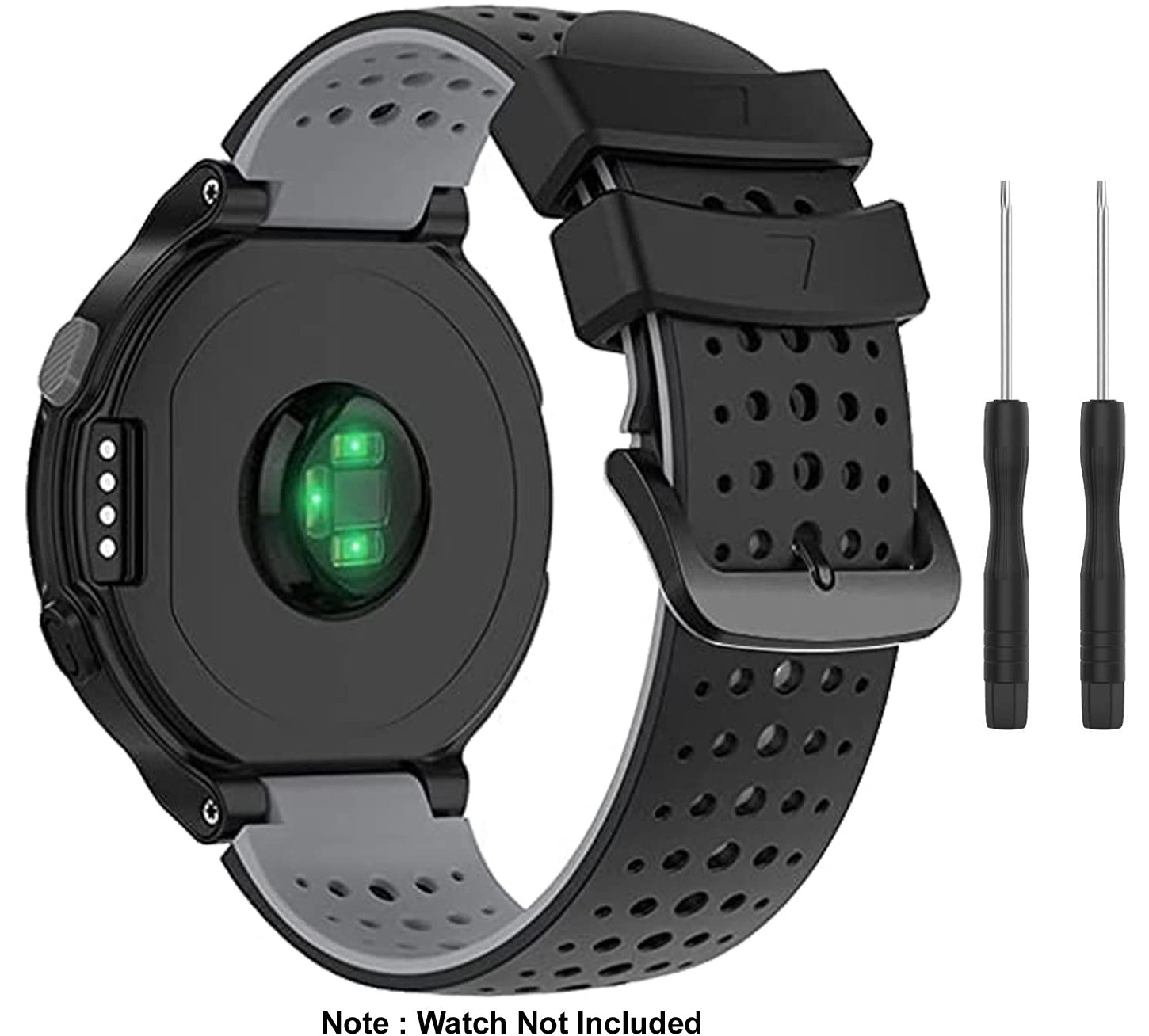 Zitel Band for Garmin Forerunner 735XT, 220, 230, 235, 235 Lite, 620, 630, Approach S20,S6,S5, Silicone Strap - Black