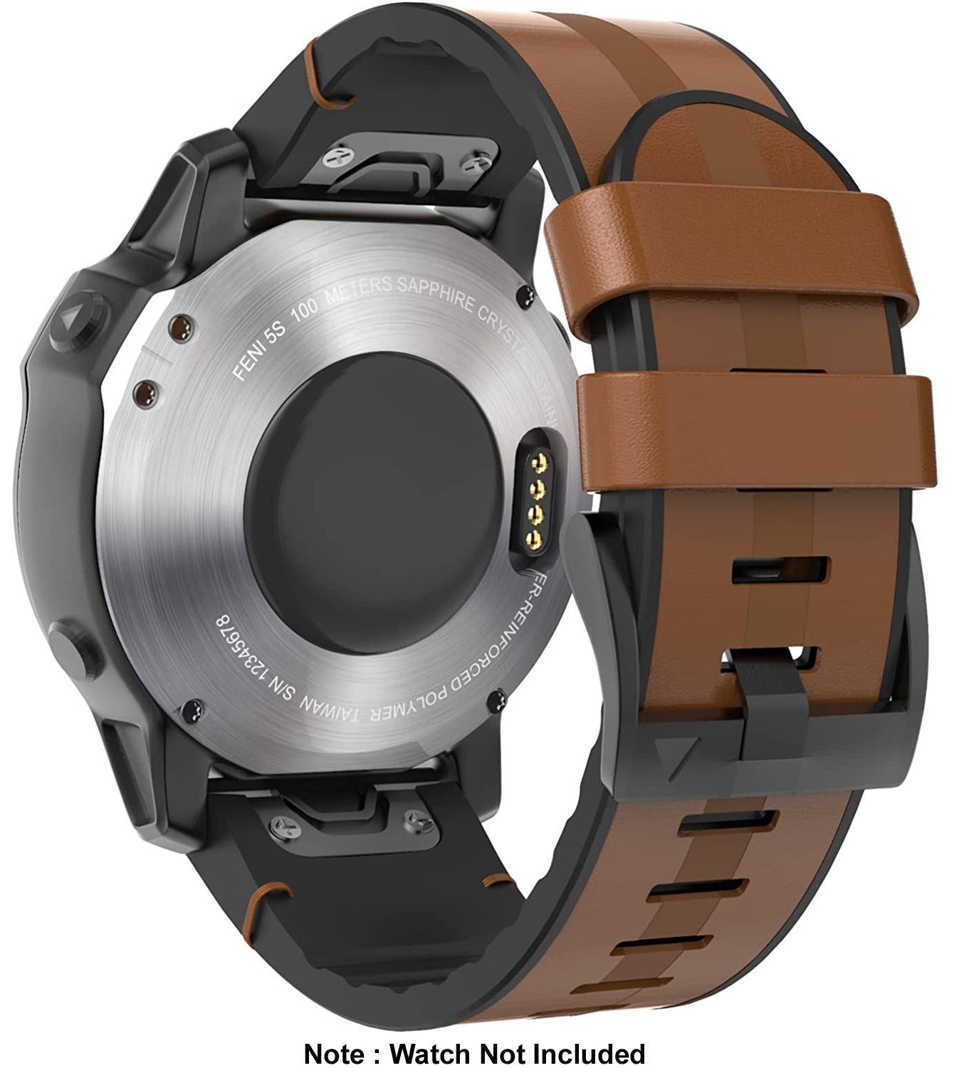 Zitel Band for Fenix 51mm, 7X/7X Pro, 6X/6X Pro, 5X/5X Plus, 3/3 HR, Descent MK1, Enduro, Leather Integrated Silicone Strap 26mm Brown