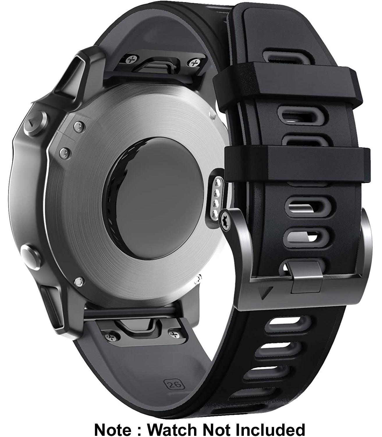 Zitel Band for Fenix 8 51mm, 7X/7X Pro, 6X/6X Pro, 5X/5X Plus, 3/3 HR, Descent MK1, Enduro, 26mm Sport Strap - Black/Gray