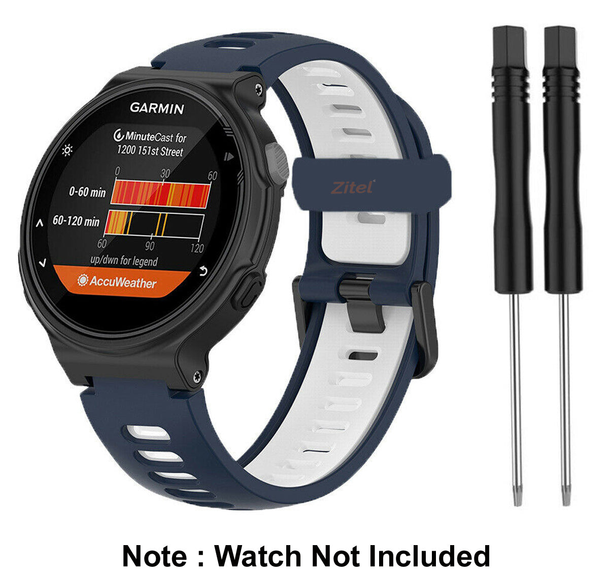 Zitel Band for Garmin Forerunner 735XT, 220, 230, 235, 235 Lite, 620, 630, Approach S20,S6,S5, Silicone Strap - Blue