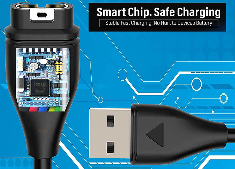 Zitel Charger for Garmin Vivoactive 3, Vivoactive 4 4S, Vivomove 3 3S, Vivosport, Vivosmart 5 Charging USB Cable With Dust Plug