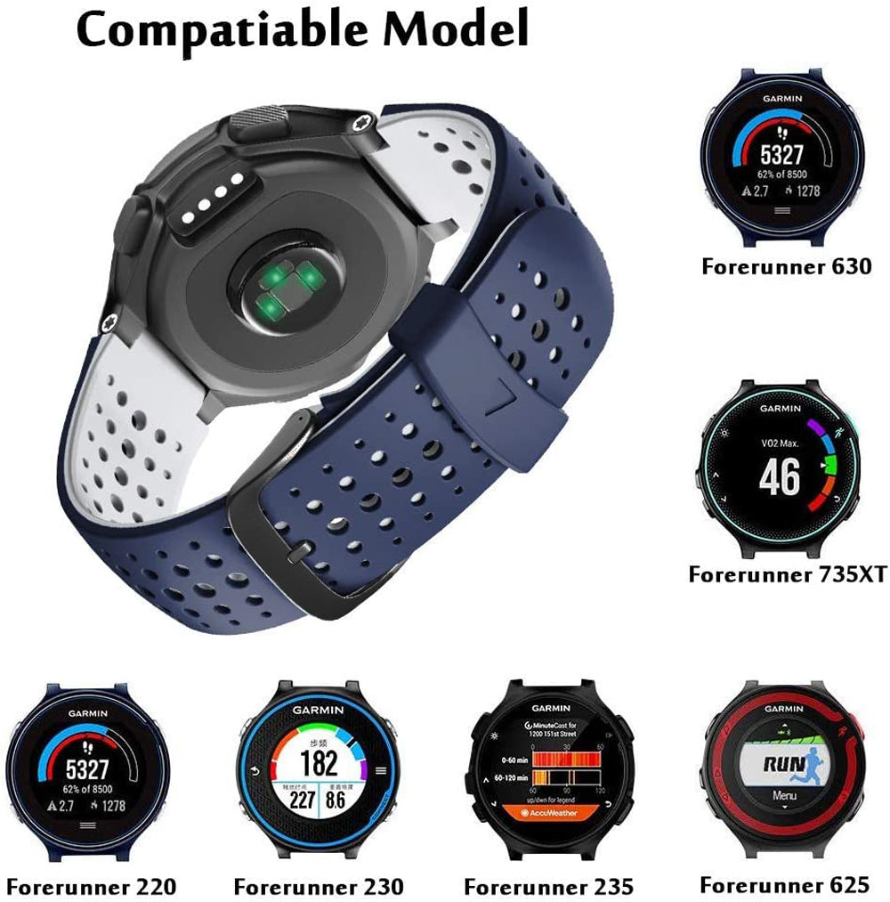 Zitel Band for Garmin Forerunner 735XT, 220, 230, 235, 235 Lite, 620, 630, Approach S20,S6,S5, Silicone Strap - Blue