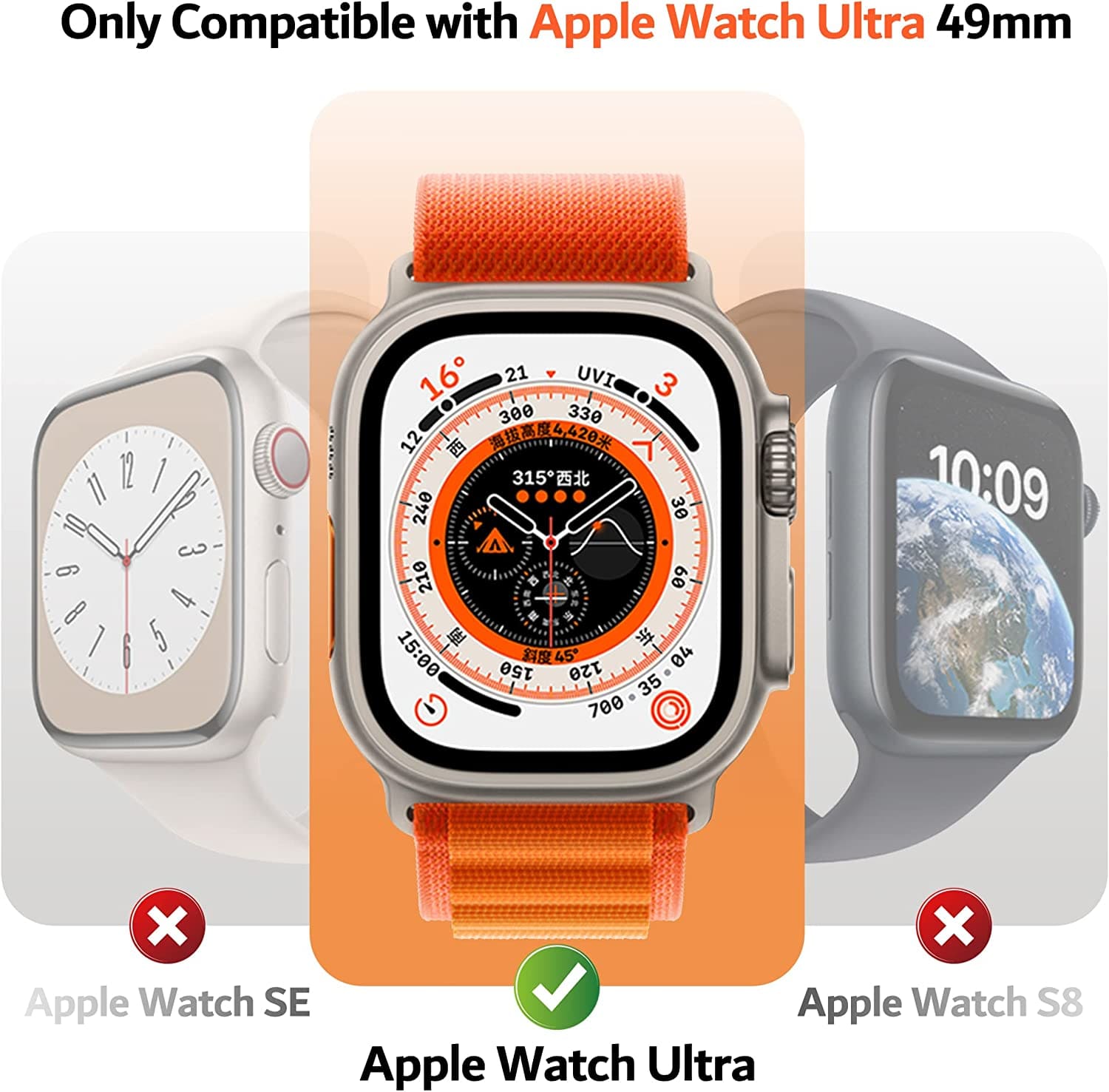 Zitel Case for Apple Watch Ultra 49mm Screen Protector Case with Built-in Tempered Glass - Matte Black