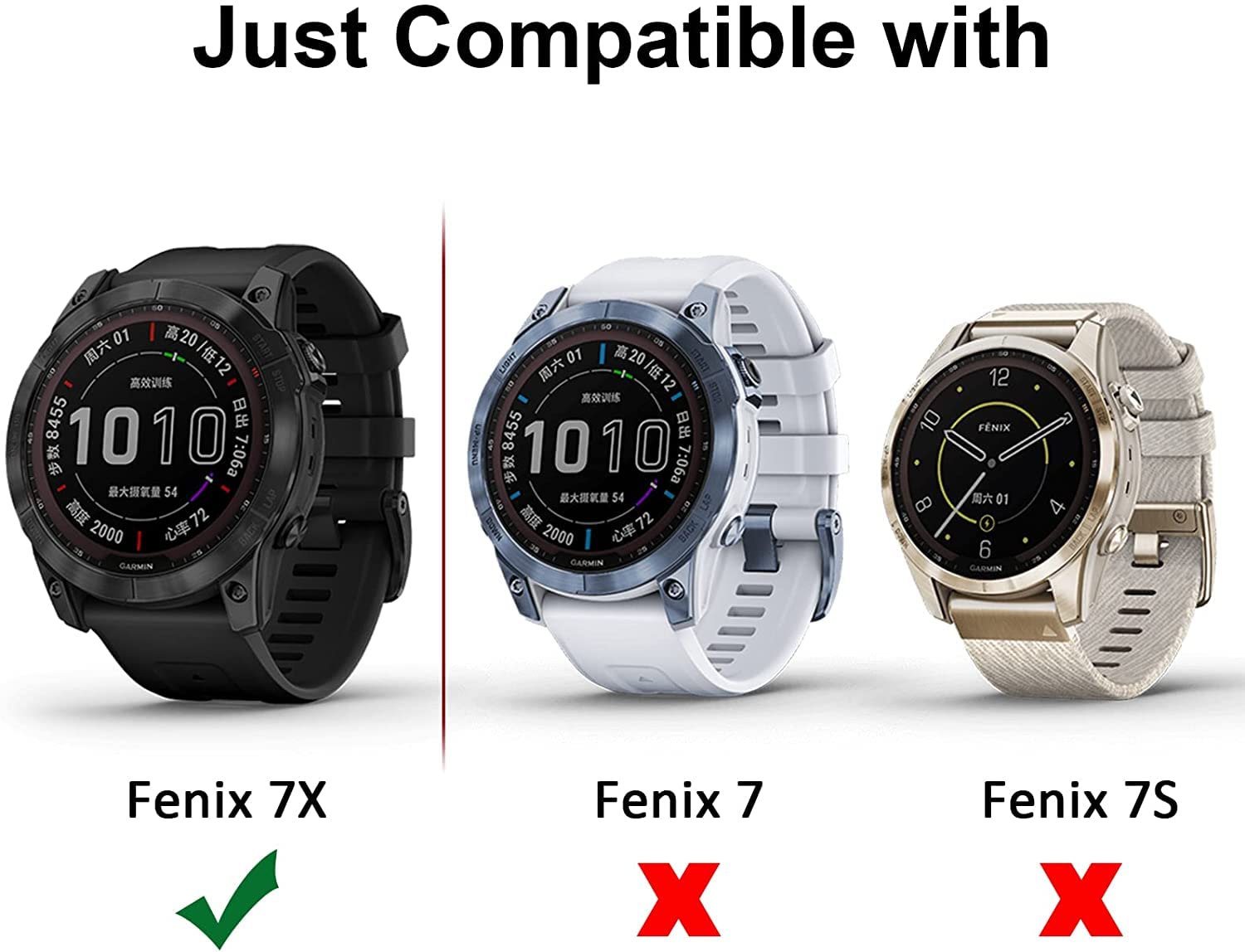 Zitel Bezel Styling for Garmin Fenix 7X Bezel Ring Adhesive Cover Stainless Steel Protector - Black