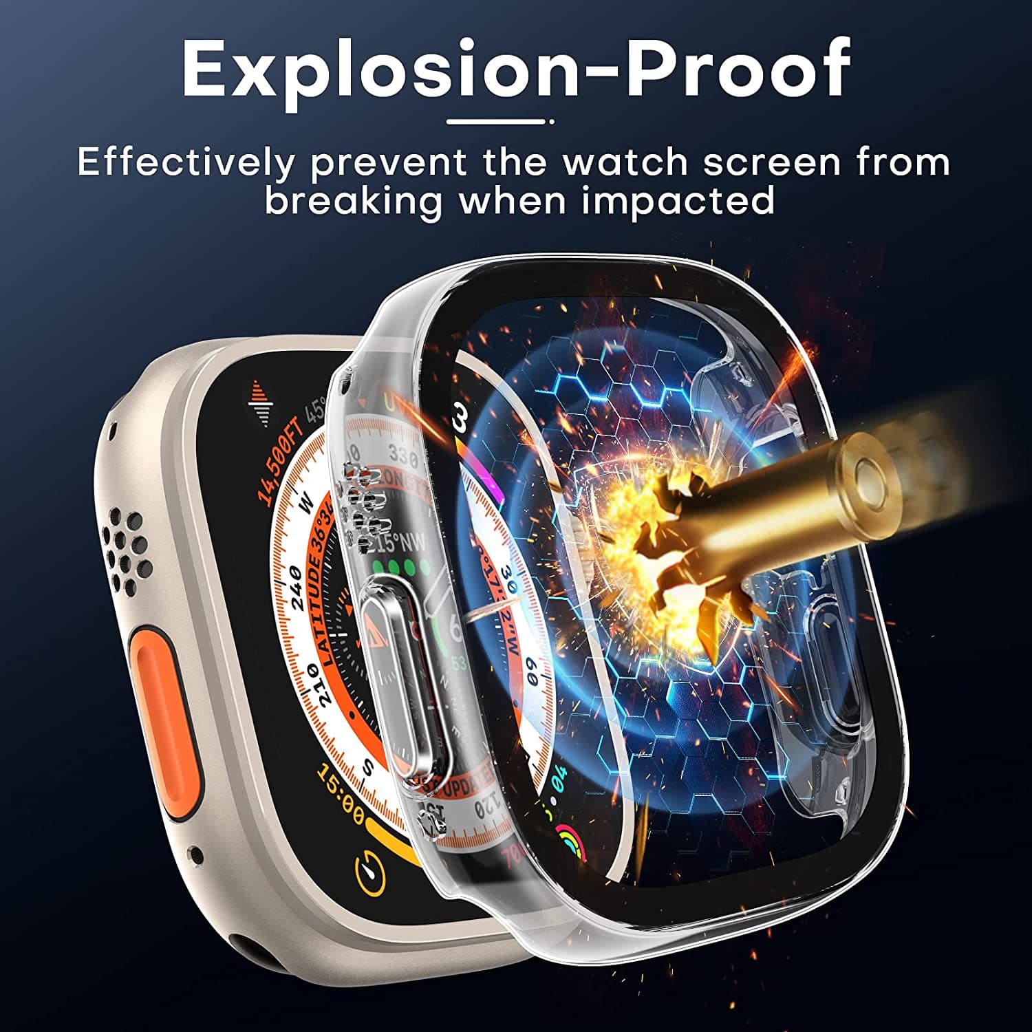 Zitel Case for Apple Watch Ultra 49mm Screen Protector Case with Built-in Tempered Glass - Clear