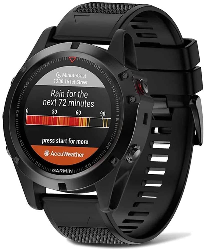 Zitel Band for Garmin Fenix 8 AMOLED 47mm, Fenix E/7/7 Pro, 6/6 Pro, Forerunner 970/965/955, QuickFit 22mm wide Silicone Sport Strap - Black
