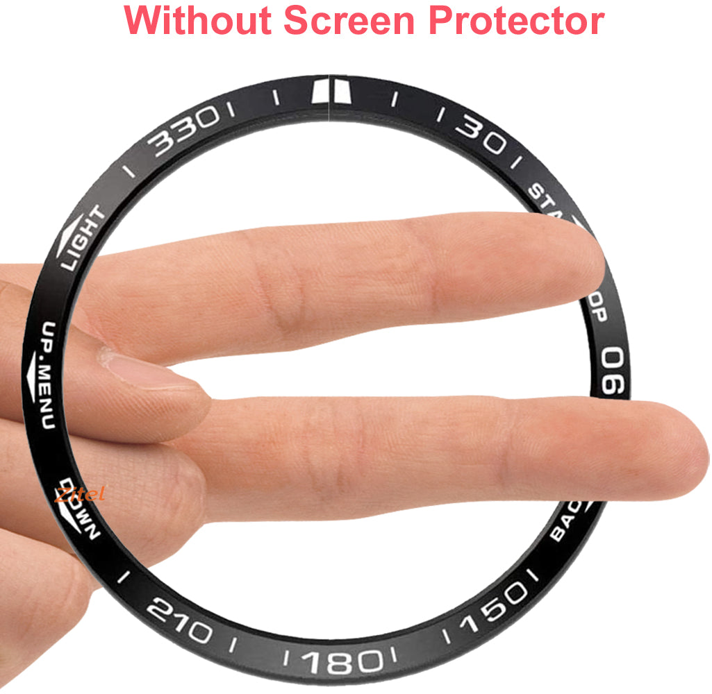 Zitel Bezel Styling for Garmin Fenix 6 / 6 Pro Bezel Ring Adhesive Cover Stainless Steel Protector (Not For 6X / 6X Pro) - Black