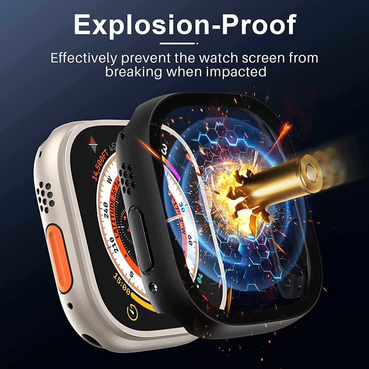 Zitel Case for Apple Watch Ultra 49mm Screen Protector Case with Built-in Tempered Glass - Matte Black