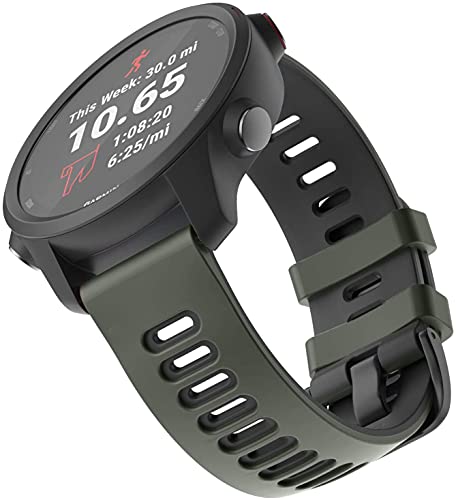 Zitel Bands Compatible with Garmin Forerunner 245/245 Music, Forerunner 645/645 Music, Forerunner 55/158, Vivoactive 3, Venu Sq, Vivomove HR, Approach S40/S42/S12 Silicone 20mm Straps - Green/Black