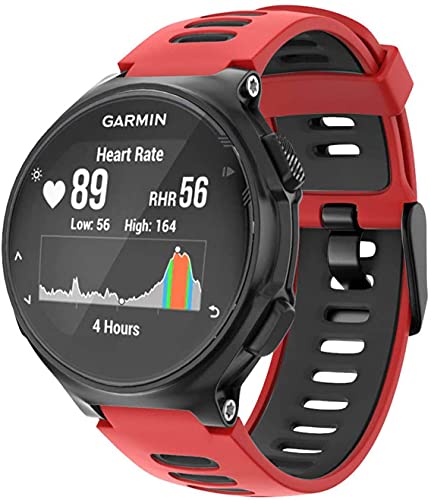 Zitel® Watch Band Compatible with Garmin Forerunner 735XT 220 230 235 235 Lite 620 630, Approach S20 S6 S5 Adjustable Replacement Sport Strap - Red/Black