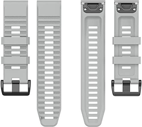 Zitel Band for Garmin Fenix 8 AMOLED 47mm, Fenix E/7/7 Pro, 6/6 Pro, Forerunner 970/965/955, QuickFit 22mm wide Silicone Sport Strap - Gray