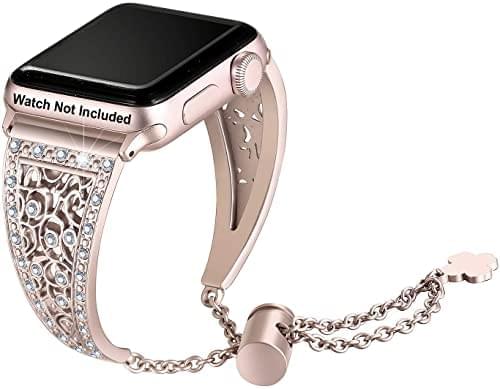 Zitel Band for Apple Watch Straps for Women Girls 46mm 45mm 44mm 49mm 10 Series 9 8 7 6 5 4 3 2 1 SE - Champagne Gold