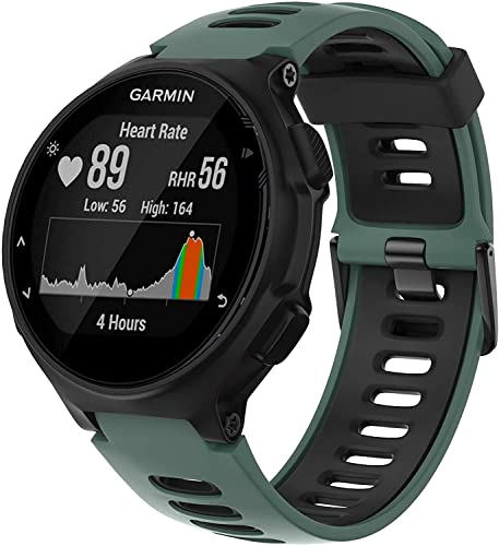 Zitel® Watch Band Compatible with Garmin Forerunner 735XT 220 230 235 235 Lite 620 630, Approach S20 S6 S5 Adjustable Replacement Sport Strap - Army Green