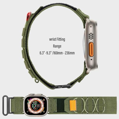 Zitel Band for Apple Watch Ultra 2 Band / Ultra Band 49mm 46mm 45mm 44mm for Men, Ultra Wide Nylon Rugged Sport Strap - Army Green