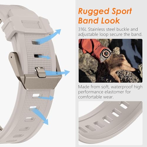 Zitel Band for Apple Watch Ultra 2 / Ultra 49/46/45/44mm Metal Connector Sport Strap - Starlight
