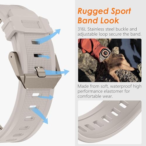 Zitel Band for Apple Watch Ultra 2 / Ultra 49/45/44/42mm Metal Connector Sport Strap - Starlight