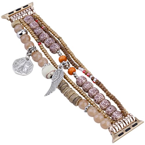 Zitel Band for Apple Watch 42mm(Series 10) 41mm 40mm 38mm Beaded Strap for Women Girls - Amber