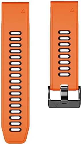 Zitel Band for Garmin Fenix 8 AMOLED 47mm, Fenix E/7/7 Pro, 6/6 Pro, Forerunner 970/965/955, QuickFit 22mm wide Silicone Sport Strap - Orange/Black