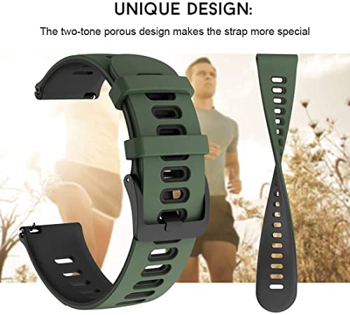 Zitel® Watch Band Compatible with Honor Magic Watch 2 46mm / Huawei GT / GT 2 46mm / GT 2e / GT 2 Pro / GT Active Sport Strap 22mm Quick Release Soft Silicone Band - Green/Black