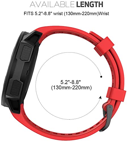Zitel® Watch Band For Garmin Instinct Solar / Esports / Tide / Tactical GPS Soft Silicone Sport Wristband Straps  - Red