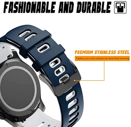 Zitel® Watch Band Compatible with Garmin Vivoactive 4 45mm / Venu 2 45mm, Realme Watch S, S Pro, MI Revolve Watch, Amazfit Stratos Pace 2 2S Quick Release Soft Silicone Strap 22mm - Blue/White