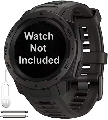 Zitel® Watch Band Compatible with Garmin Instinct Solar / Esports / Tide / Tactical GPS Soft Silicone Sport Wristband Straps - Black