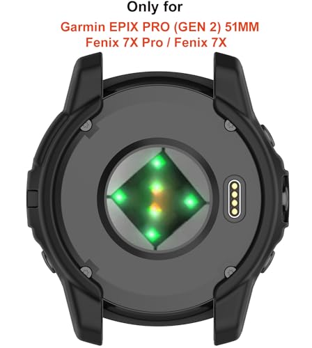 Zitel Case for Garmin Epix Pro (Gen 2) 51mm, Fenix 7X / 7X Pro Bumper Cover Shell (Without Screen Protector) - Black