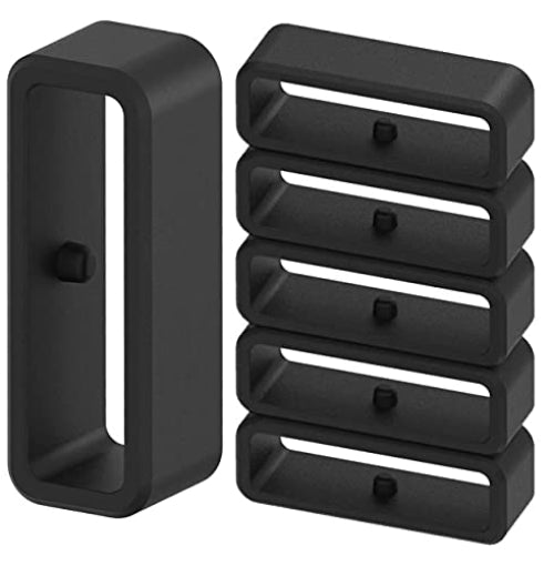 Zitel® Fastener Rings Compatible with Garmin Forerunner 735XT 745 220 235 230 35 620 630 / Approach S20 S60 S10 S5 S6 Silicone Replacement Watch Band Loop/Holder/Retainer 22mm (6 Pack) - Black