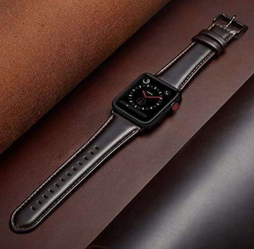 Zitel Leather Bands for Apple Watch Straps 49mm 46mm, 45mm 44mm, Series 10 9 8 7 6 5 4 3 2 1 SE - Coffee Brown