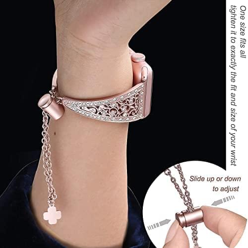 Zitel Band for Apple Watch Straps for Women Girls 46mm 45mm 44mm 49mm 10 Series 9 8 7 6 5 4 3 2 1 SE - Champagne Gold