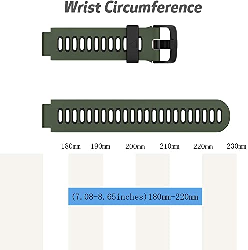 Zitel® Watch Band Compatible with Garmin Forerunner 735XT 220 230 235 235 Lite 620 630, Approach S20 S6 S5 Adjustable Replacement Sport Strap - Army Green