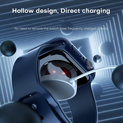 Zitel Case Compatible with Apple Watch Series 7 41mm Hard PC Bumper Case with Built-in 9H Tempered Glass Screen Protector Edge-to-Edge Smart Defense - Blue