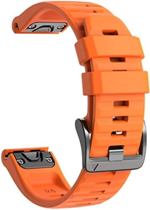 Zitel Band for Garmin Fenix 8 AMOLED 47mm, Fenix E/7/7 Pro, 6/6 Pro, Forerunner 970/965/955, QuickFit 22mm wide Silicone Sport Strap - Orange