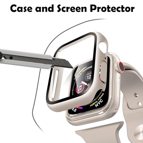 Zitel Case for Apple Watch 45mm Series 9/8/7 with Built-in Screen Protector - Starlight