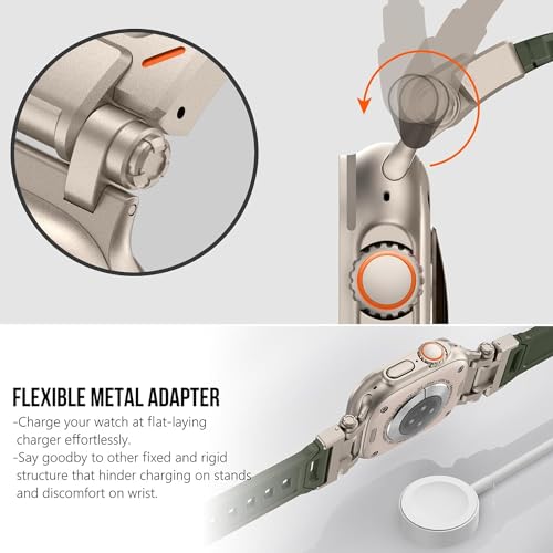 Zitel Band for Apple Watch Ultra 2 / Ultra 49/46/45/44mm Metal Connector Sport Strap - Army Green