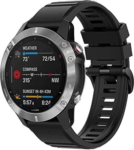 Zitel Band for Fenix 8 51mm, 7X/7X Pro, 6X/6X Pro, 5X/5X Plus, 3/3 HR, Descent MK1, Enduro, 26mm Sport Strap - Black