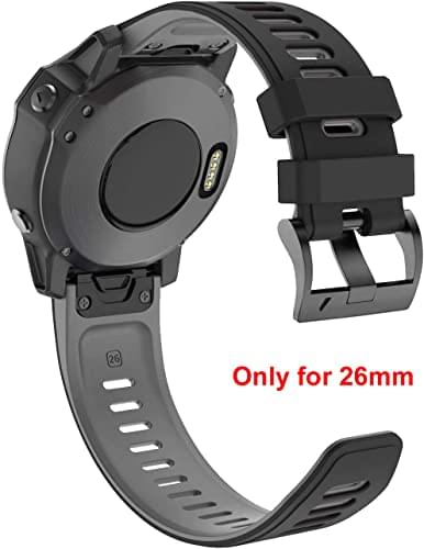 Zitel Band for Fenix 8 51mm, 7X/7X Pro, 6X/6X Pro, 5X/5X Plus, 3/3 HR, Descent MK1, Enduro, 26mm Sport Strap - Black/Gray