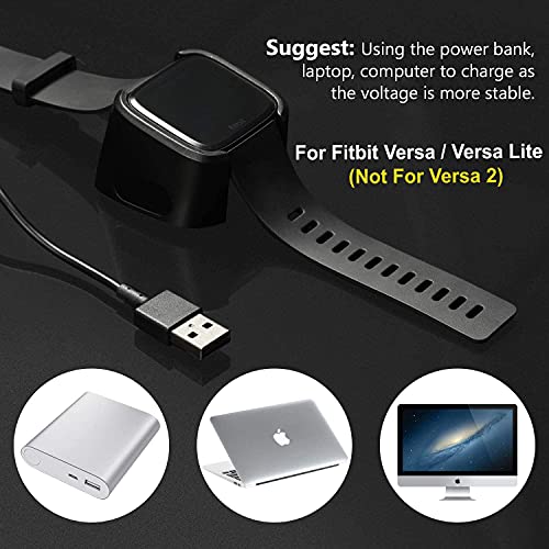 Zitel® Charger Dock Cable Compatible with Fitbit Versa (Not for Versa 2) - Black