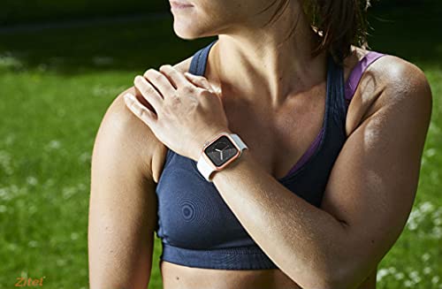 Zitel Case Bumper Cover with Built-in 9H Tempered Glass Screen Protector Compatible with Apple Watch 44mm Series 6, SE Series, 5 Series, 4 Series Edge-to-Edge 360 Degree Smart Defense - Rose Gold
